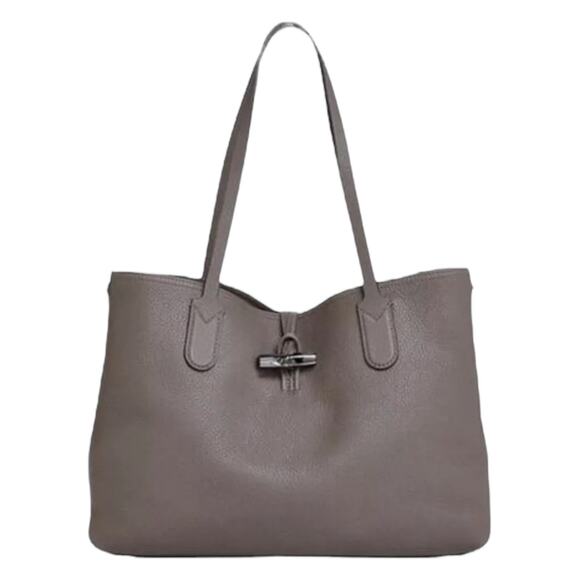 Longchamp Le Roseau Essential Tote Bag Shoulder Bag Pebble Leather Gray - Picture 3 of 15